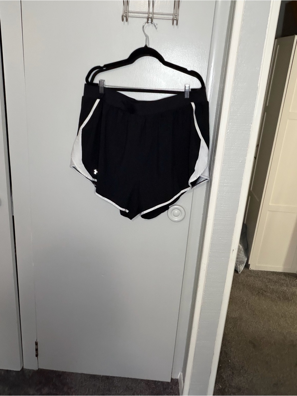 Under Armour Black Athletic Shorts with White Trim